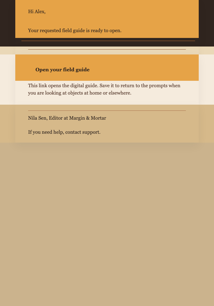 Requested Craft Field Guide email design preview