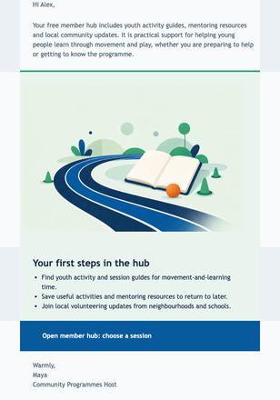 Member Hub Welcome email design preview