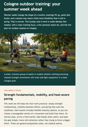 Summer Training Week Update email design preview