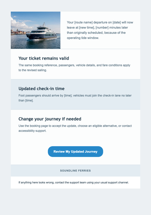 Your Island Ferry Schedule Update email design preview
