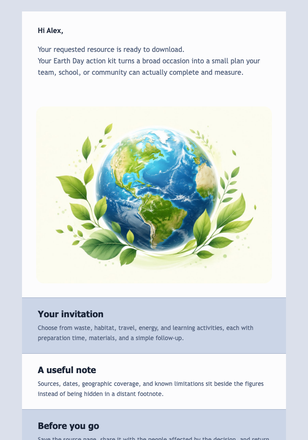 Your Earth Day Action Kit email design preview