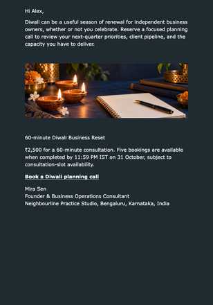 Diwali Business Reset email design preview