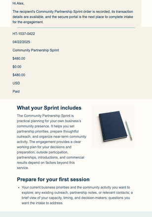 Consulting Order Receipt email design preview