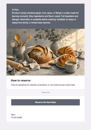 Fresh from the Oven — Bakeries & Cafes email design preview