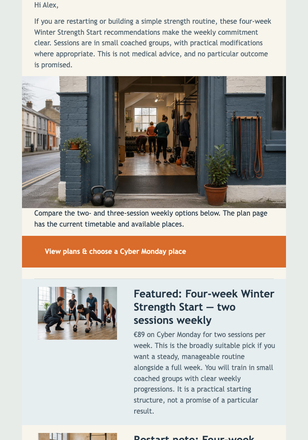 Cyber Monday Plan Match email design preview