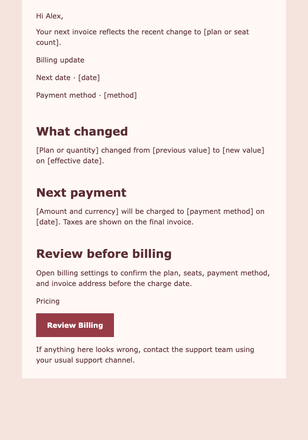 A Clear Billing Update — Software & Technology email design preview