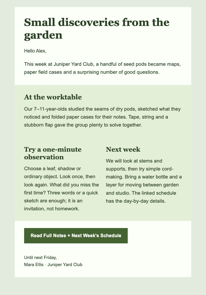 Friday Field Notes email design preview
