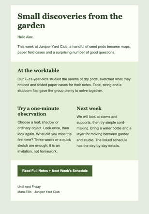 Friday Field Notes email design preview