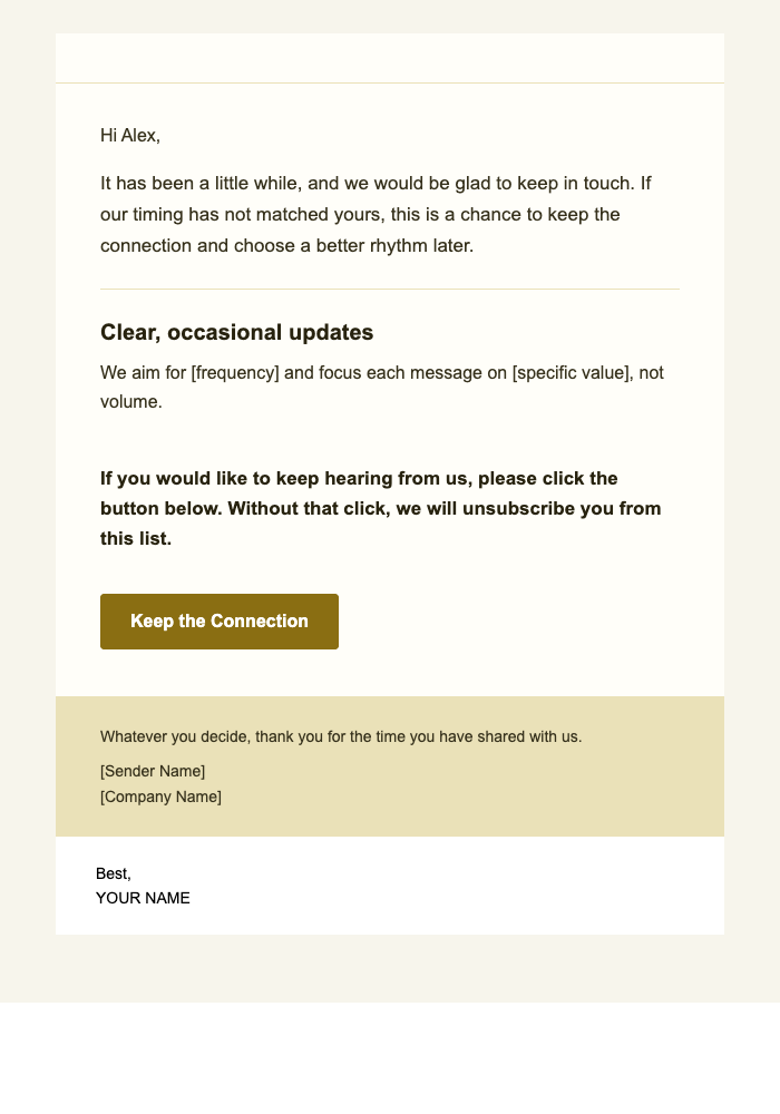 Frequency Reset — Warm email design preview