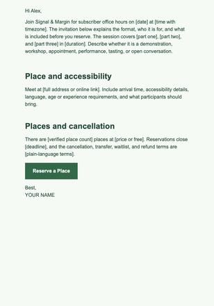 Subscriber Office Hours — Newsletter Creators email design preview