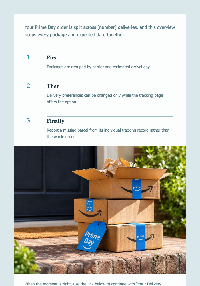 Your Delivery Overview email design preview