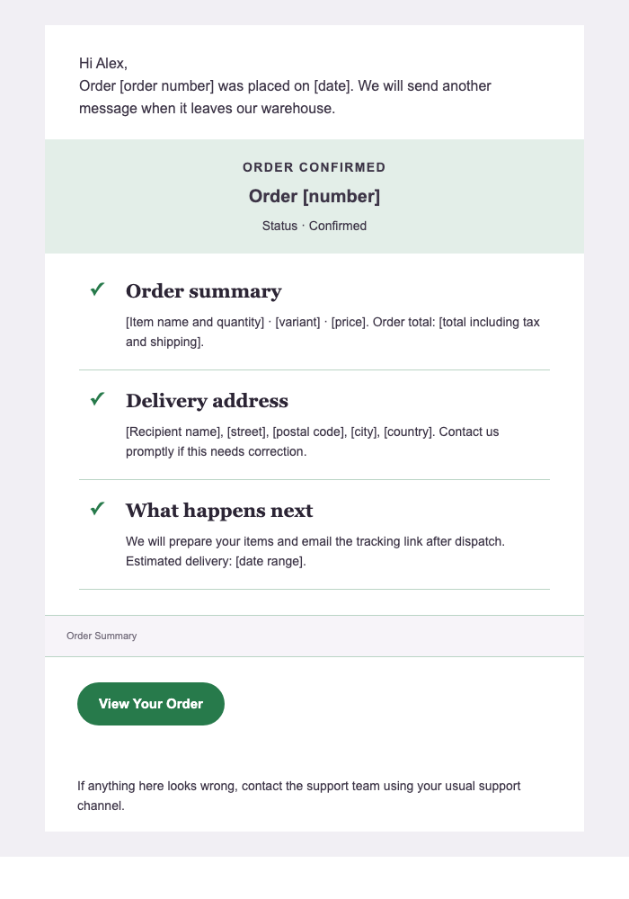 Your Order Is Confirmed — Retail & Ecommerce email design preview
