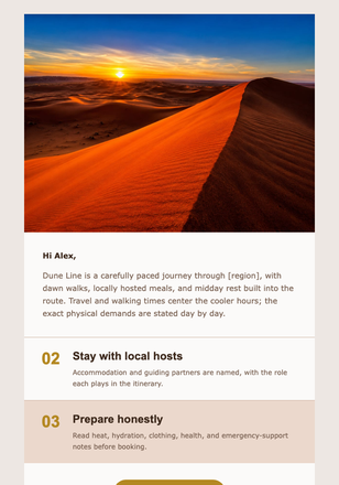 Dune Line Desert Journey email design preview