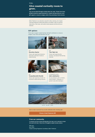 Coast Classroom Gifts email design preview