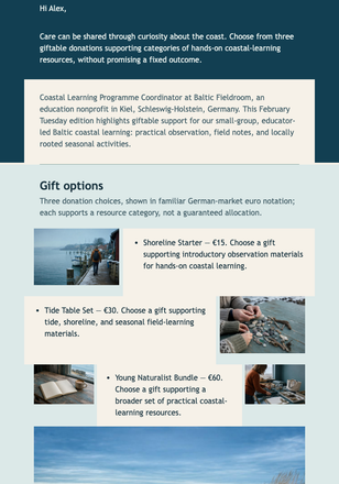 Coast Classroom Gifts email design preview