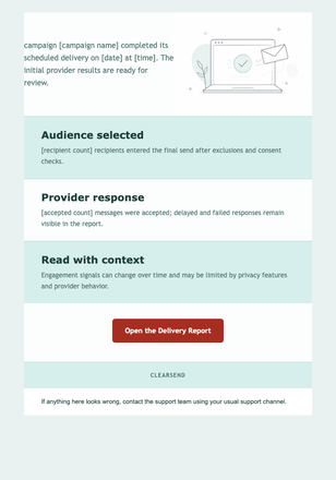 Message Delivered Confirmation email design preview