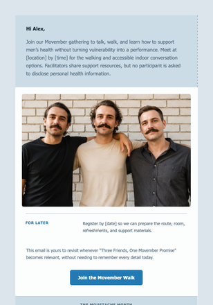 Three Friends, One Movember Promise email design preview