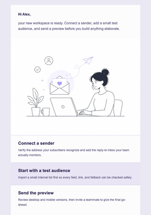 Welcome to Your Campaign Workspace email design preview