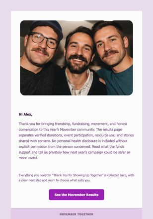 Thank You for Showing Up Together email design preview