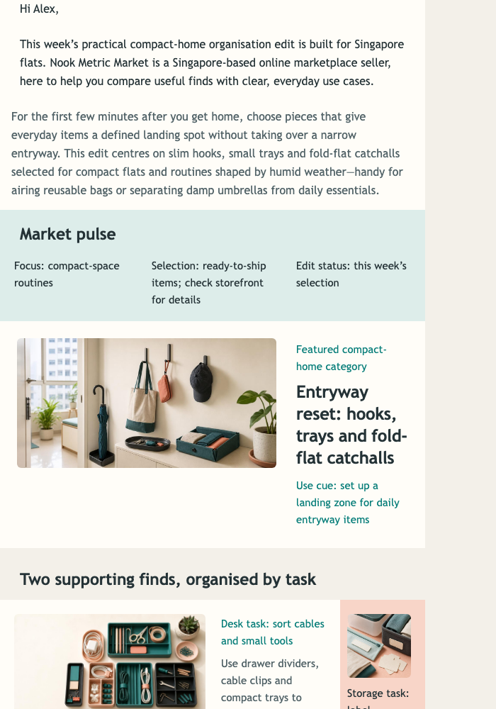 Tuesday Tidy Index email design preview