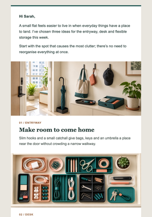 Tuesday Tidy Index email design preview