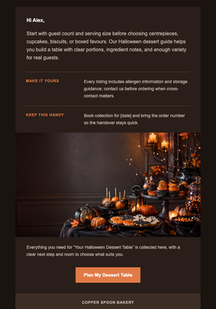 Your Halloween Dessert Table email design preview