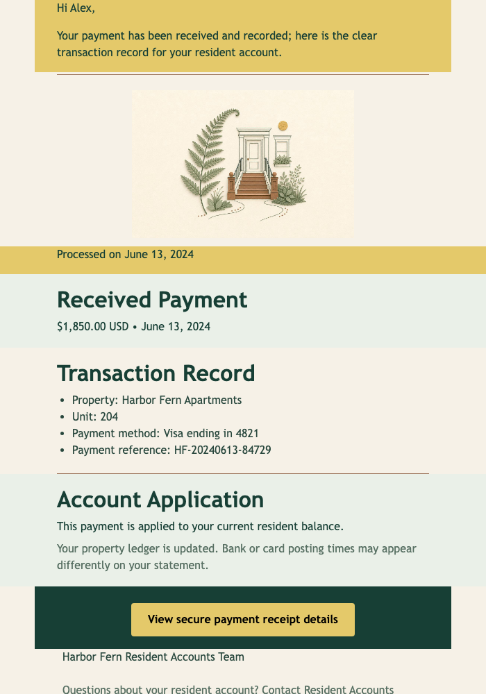 Resident Payment Receipt email design preview