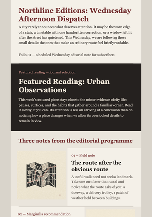 Midweek Reading Notice email design preview