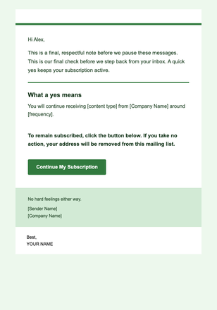 Final Confirmation — Final Note email design preview