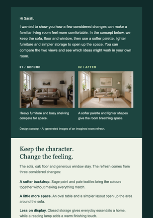 Customer Before-and-After Story email design preview