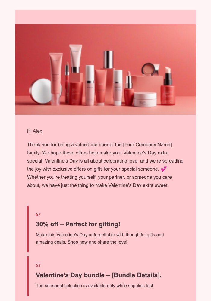 Valentine’s Day Special Offer email design preview