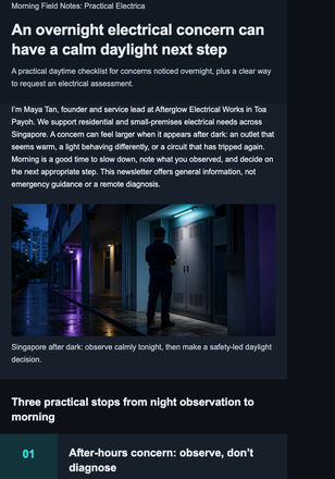 Daylight Electrical Care Notes email design preview