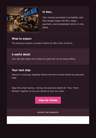 Your Ticket Receipt email design preview