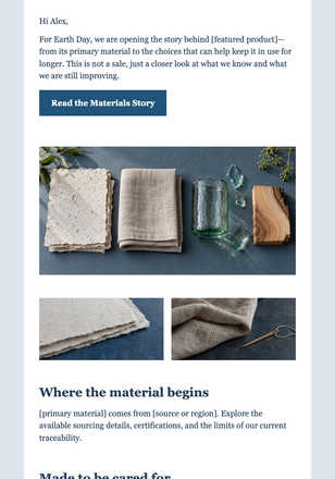Earth Day Materials Story email design preview