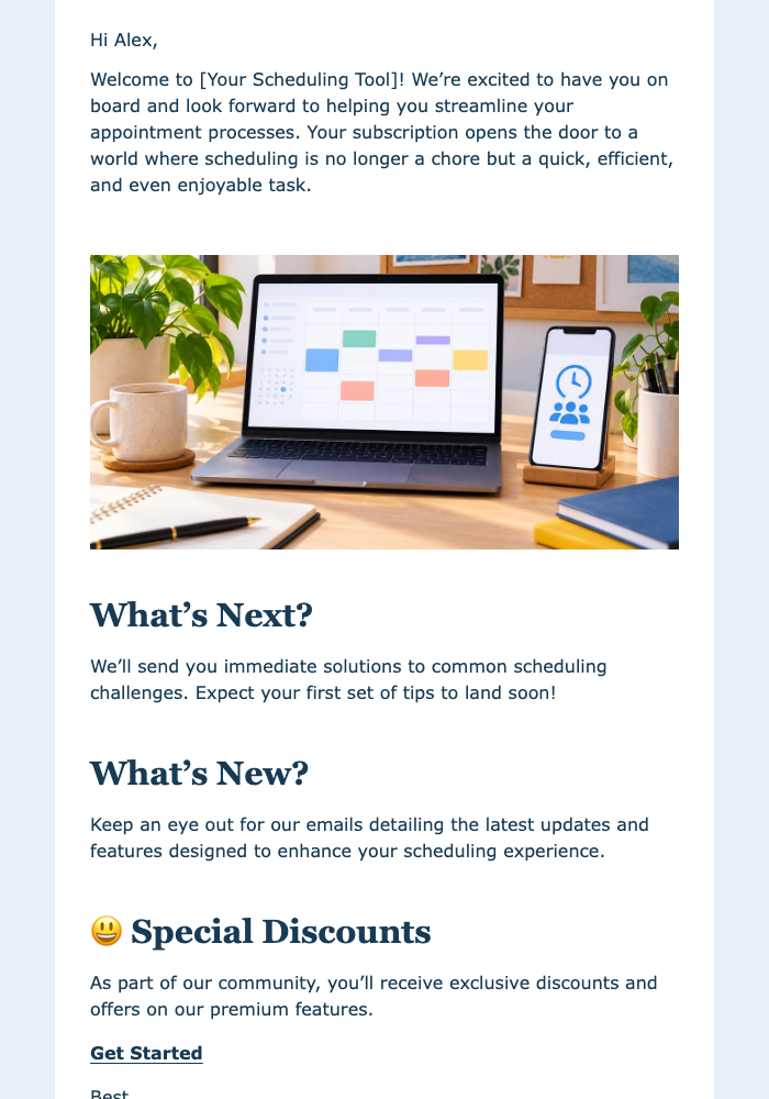 Welcome to Scheduling Efficiency email design preview