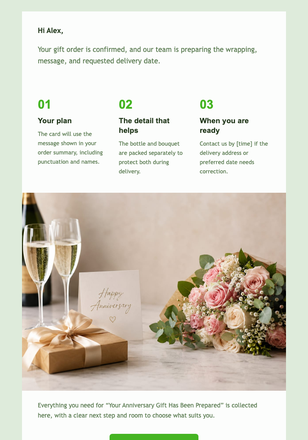 Your Anniversary Gift Has Been Prepared email design preview