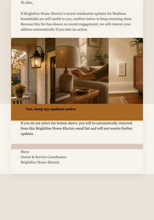 Keep Home Updates Active email design preview