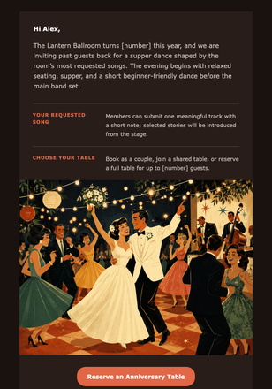 Anniversary Ballroom Evening email design preview