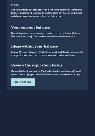 Gift Card Expiry Reminder email design preview