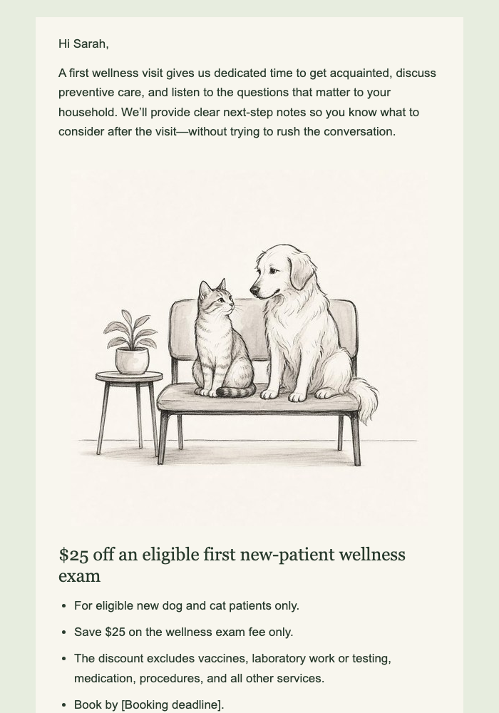 New Patient Wellness Offer email design preview