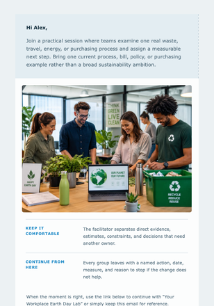 Your Workplace Earth Day Lab email design preview
