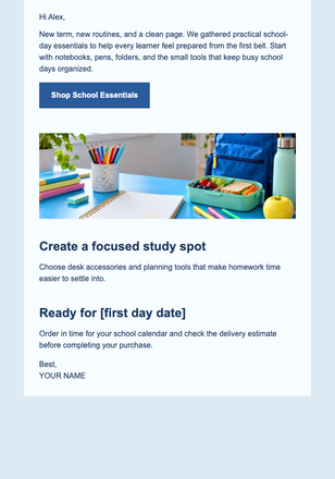 Back to School Ready email design preview