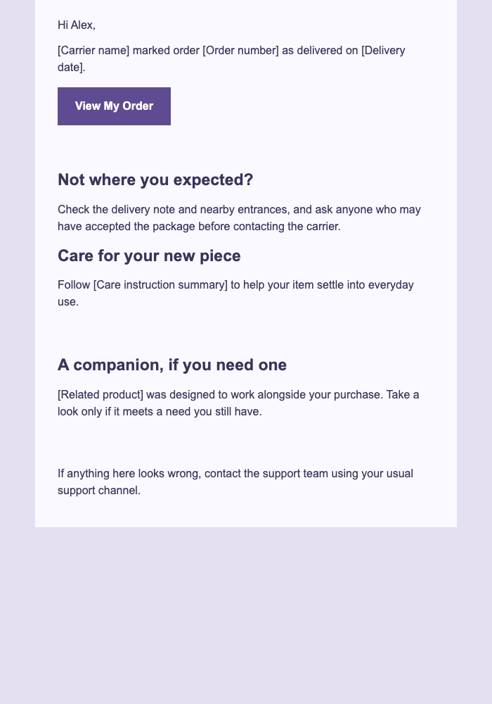 Delivered With Subtle Cross-Sell email design preview