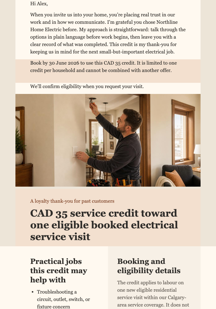 Customer Thank-You Service Credit email design preview