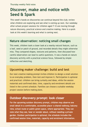 Thursday Field Notes email design preview