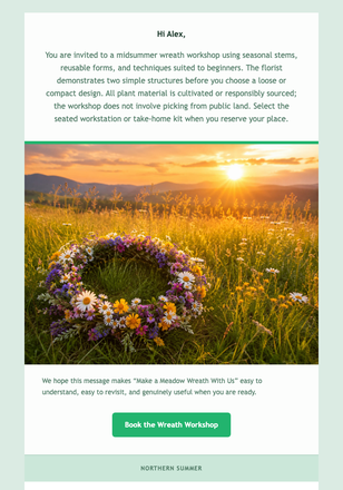 Make a Meadow Wreath With Us email design preview