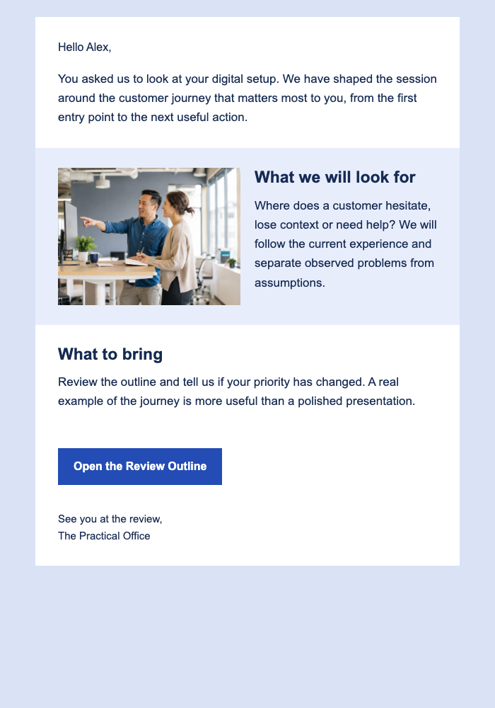 Your Digital Review Has One Goal email design preview