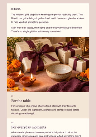 A Diwali Gift Chosen With Care email design preview