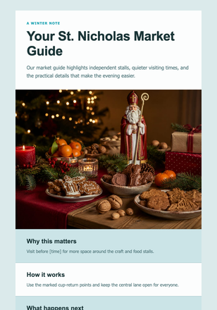 Your St. Nicholas Market Guide email design preview