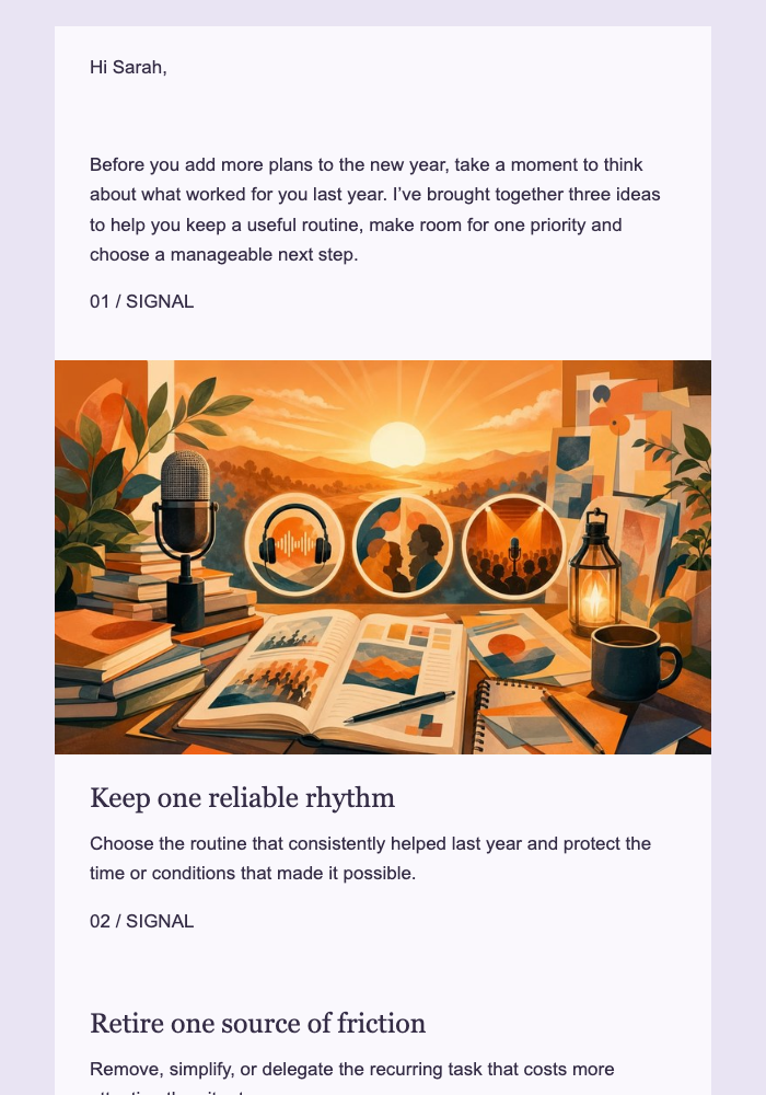 Three Ideas for the New Year — Newsletter email design preview